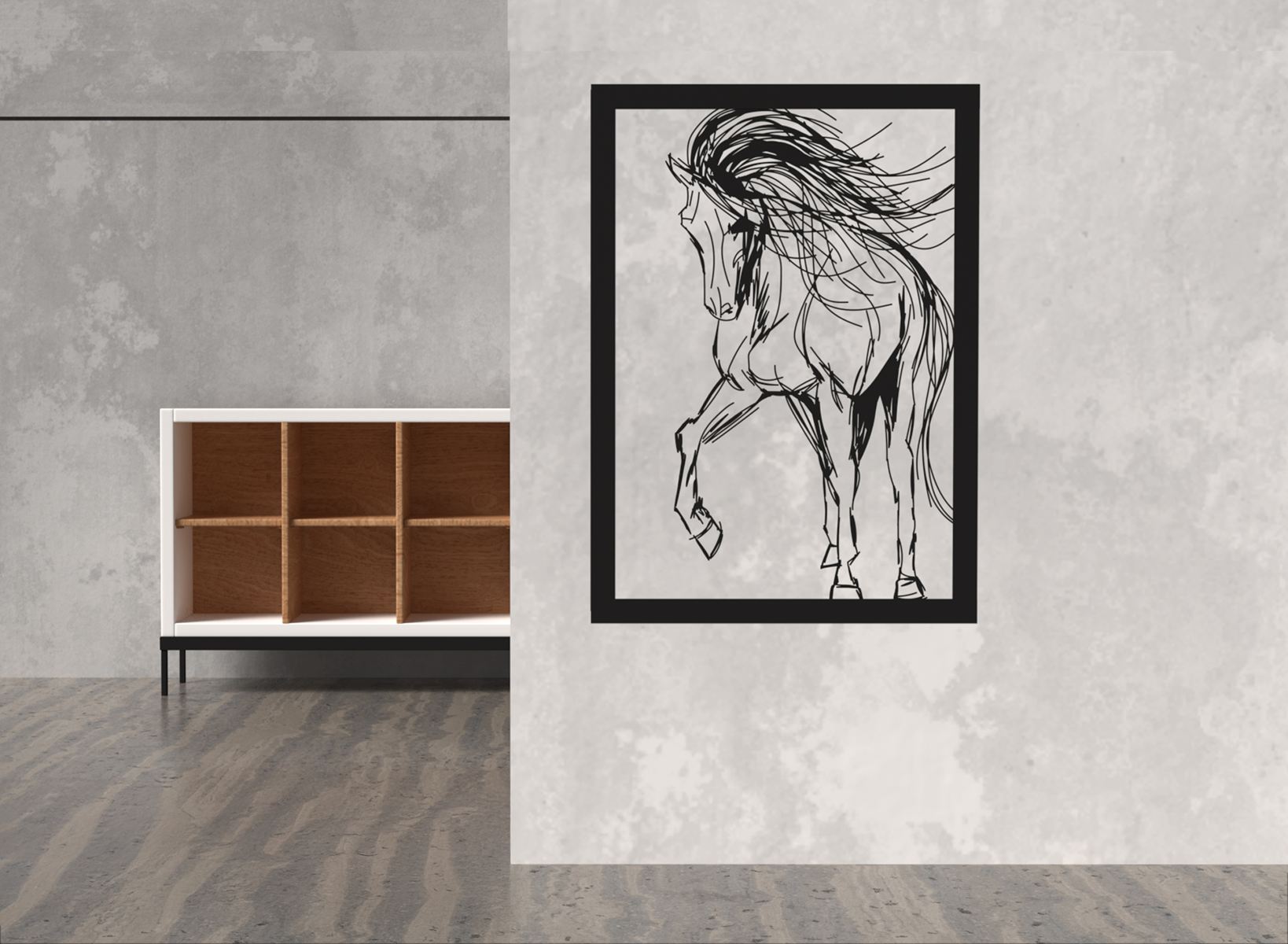 Obraz z metalu w nowoczesnym wnętrzu